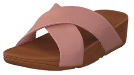 FitFlop Women Lulu Cross Slide Sandals Leather Dusky Pink