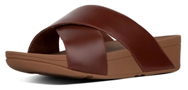 FitFlop Women Lulu Cross Slide Sandals Leather Cognac