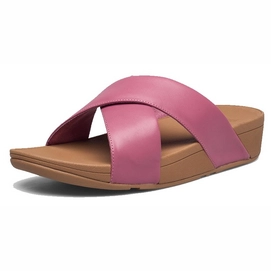 FitFlop Women Lulu Cross Slide Sandals Leather Heather Pink