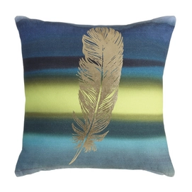 Coussin KAAT Amsterdam Golden Feather Bleu Vert (40 x 40 cm)
