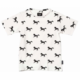 T-Shirt SNURK Kids Black Horses White-Maat 116