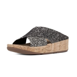 FitFlop Kys Slide Suede Black/White Cirque