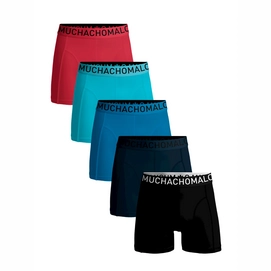 Boxershort Muchachomalo Men Light Cotton Solid Black Blue Blue Blue Red (5-Pack)-S