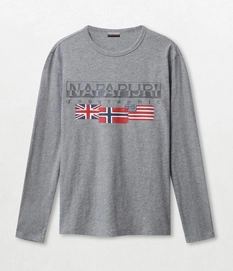 T-shirt à Manches Longues Napapijri Men Scott Med Grey Mel