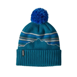 Beanie Patagonia Powder Town Beanie Fitz Roy Retro Stripe Knit Crater Blue