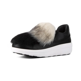 FitFlop Loaff Slip-On Leather With Faux Fur Black