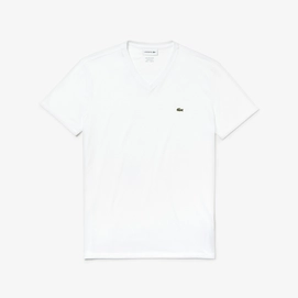T-Shirt Lacoste Mens TH6710 V-Neck White-4