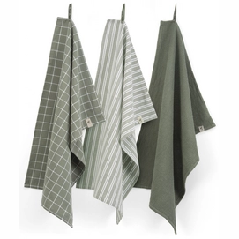 Geschirrtuch-Set Walra Dry Cubes Uni, Stripes & Blocks Army Green (3er-Set)