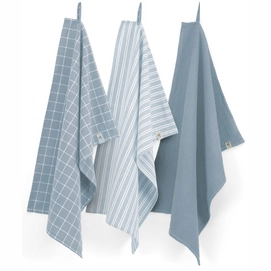 Ensemble d'Essuie-Mains Walra Dry Cubes Uni, Stripes & Blocks Bleu (Lot de 3)