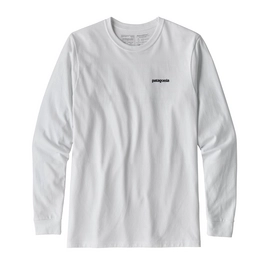 Long Sleeve T-Shirt Patagonia Mens P-6 Logo Responsibili-Tee White
