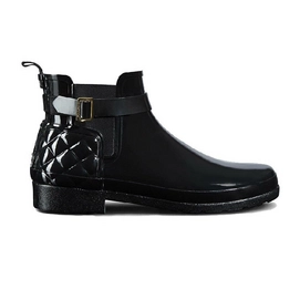 Rain Boots Hunter Refined Gloss Quilt Chelsea Black-Shoe size 35 - 36