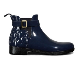 Rain Boots Hunter Refined Gloss Quilt Chelsea Navy-Shoe size 37