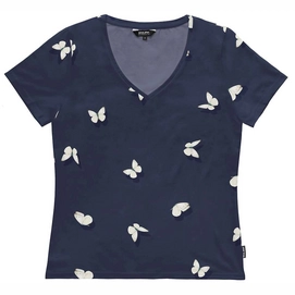 T-Shirt V-Neck SNURK Femme Butterfly Blue-XS