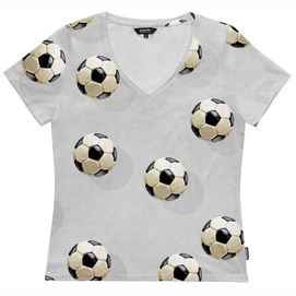 T-Shirt V-Neck SNURK Women Fussball Grey-M