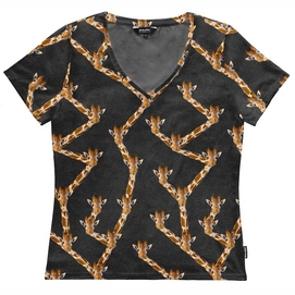 T-Shirt V-Neck SNURK Women Giraffe Black