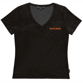 T-Shirt V-Neck SNURK Femme Uni Black Fluo Coral Logo-L