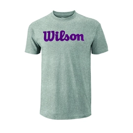 Tennisshirt Wilson Script Cotton Tee Heather Grey Purple Potion Herren