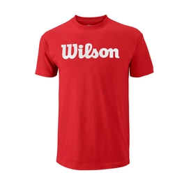 Tennisshirt Wilson Script Cotton Tee Rot Weiß Herren