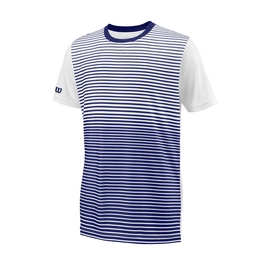 T-shirt de Tennis Wilson Boys Team Striped Crew Blue Depths White