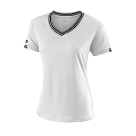 T-shirt de Tennis Wilson Women Team V-Neck White