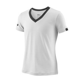 T-shirt de Tennis Wilson Girls Team V-Neck White