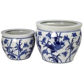 Bloempot HD Living Blue 40,5 x 40,5 x 32,5 cm (2-Delig)