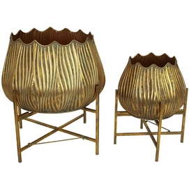 Bloempot HD Living Gold 43 x 43 x 48,5 cm (2-Delig)
