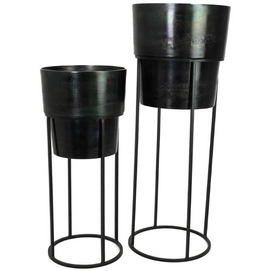 Bloempot HD Living Black 35 x 35 x 93 cm (2-Delig)