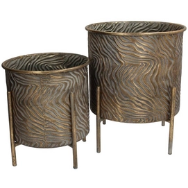 Bloempot HD Living Gold 26 x 26 x 32 cm (2-Delig)