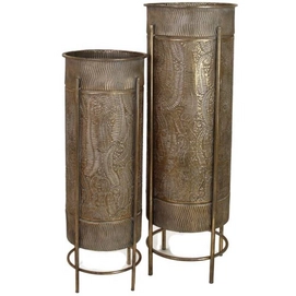 Bloempot HD Living Gold 30,5 x 30,5 x 89,5 cm (2-Delig)