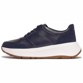 FitFlop Women F-Mode Leather Suede Flatform Sneakers Midnight Navy