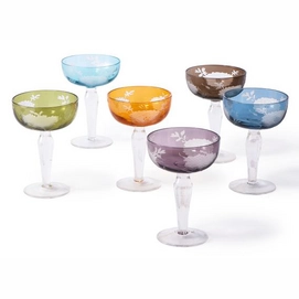 Champagneglas Pols Potten Coupe Peony Multicolour (Set van 6)