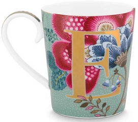 Mok Pip Studio Alphabet Mug Floral Fantasy Light Blue E 350 ml