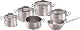 Pannenset Fissler Pure-Profi Collection Met Serveerpan Steelpan En RVS Deksels 6-Delig