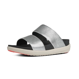 FitFlop Loosh Slide Leather Silver