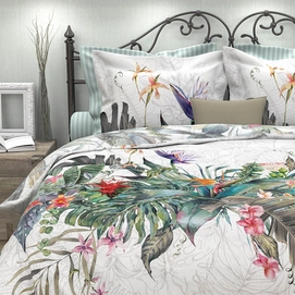 Dekbedovertrek Heckett & Lane Maha Floral White Satijn