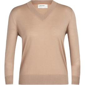 Pull Icebreaker Women Wilcox LS V Sweater Praline