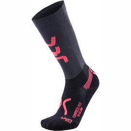Socks Uyn Women Run Compression Fly Anthracite Coral Fluo-Shoe Size 4 - 5
