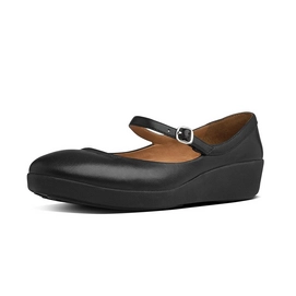 Ballerina FitFlop F-Pop Mary Jane Leder Schwarz