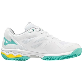 Chaussures de Tennis Mizuno Femme Wave Exceed Light CC White Turquoise High Visibility