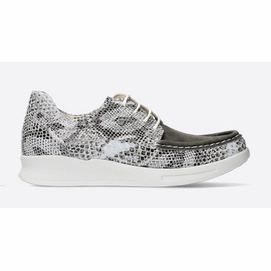 Sneaker Wolky One Stretch Snake Printed Leather White Grey Damen