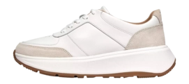 FitFlop Women F-Mode Leather Suede Flatform Sneakers Urban White