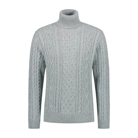 Trui Blue Loop Men Essential Cable Sweater Light Grey-L