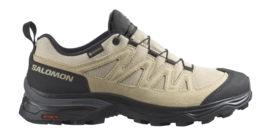 Wandelschoen Salomon Women X Ward Leather GTX Bleached Sand Black Safari