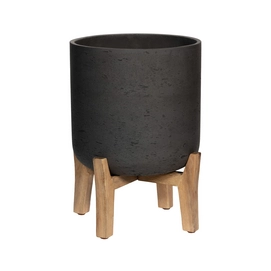 Bloempot Pottery Pots Rough Charlie XXL Feet Low Black washed 47 x 62,5 cm