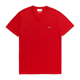 T-Shirt Lacoste Mens TH6710 V-Neck Red