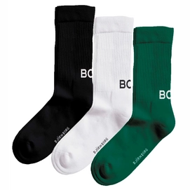 Chaussettes Bjorn Borg Unisex Core Crew Sock Green/White/Black (3-pack)-Pointure 41 - 45