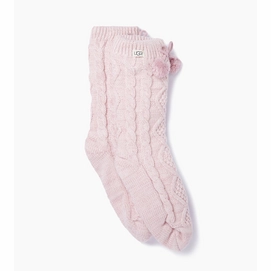 Socken UGG Pom Pom Fleece Lined Crew Sock Seashell Pink Damen