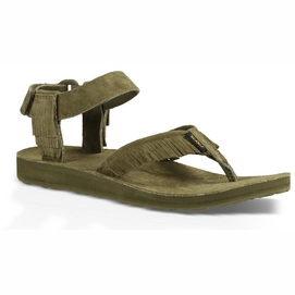 Teva Women Original Sandal Leather Fringe Dark Olive