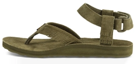 Teva Women Original Sandal Leather Fringe Dark Olive
